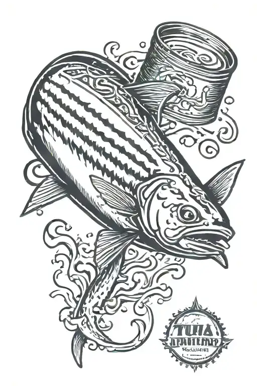 can of tuna fish jumping tattoo design idea