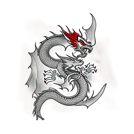 chinese red dragon tattoo design idea