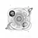 spiral with words "come with us now on a journey through time and space" with stars and planets surrounding  tattoo design idea