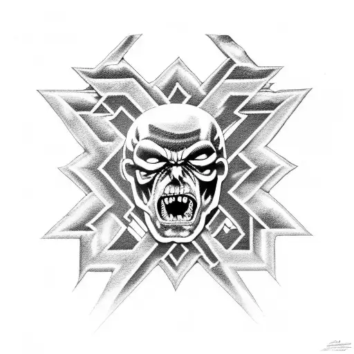A mix of AC/DC, Metallica, Iron Maiden and Guns N' Roses logos tattoo design idea