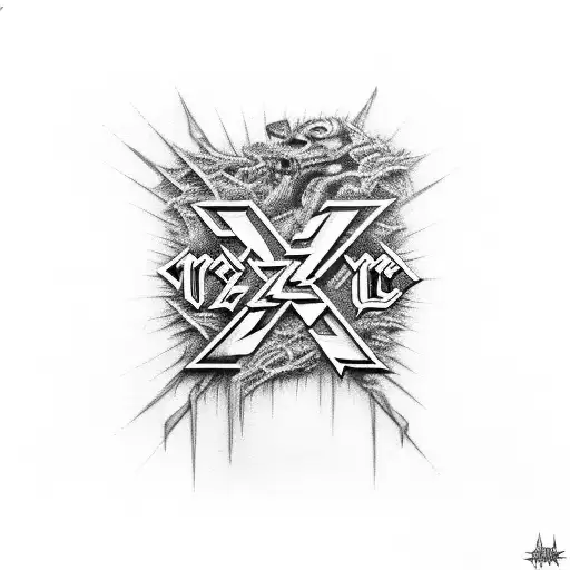 A composition of AC/DC, Metallica, Iron Maiden and Guns N' Roses logos tattoo design idea
