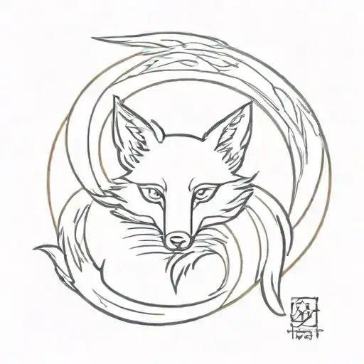 nine tailed fox tattoo design idea