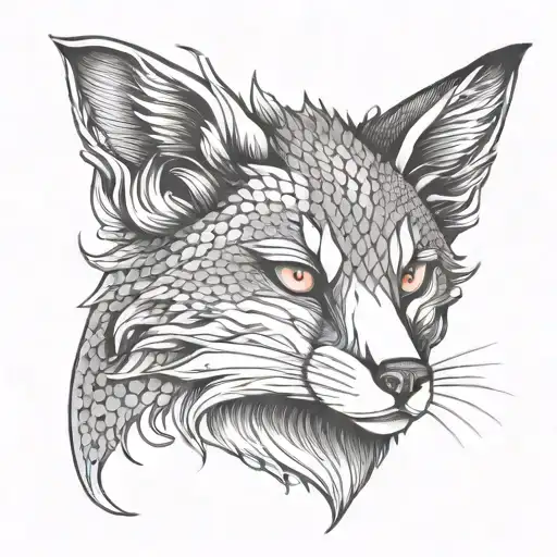 nine tail fox sitting tattoo design idea