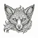 nine tail fox sitting tattoo design idea