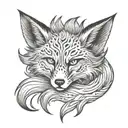 nine tail fox sitting tattoo design idea