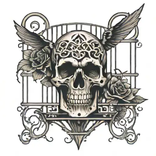 Darkness inside a cage tattoo design idea