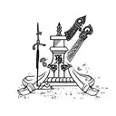 Stone Tomb empty with a sword next to it tattoo design idea