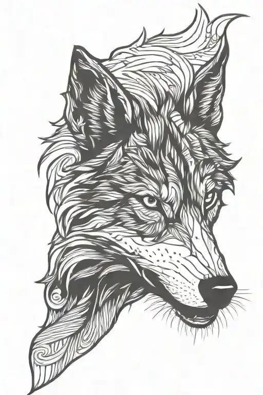 wolf silhouette tattoo design idea