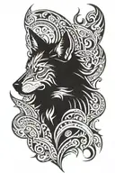 half face wolf tattoo design idea