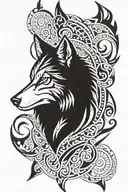 half face wolf tattoo design idea
