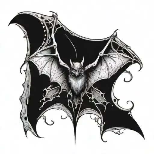 bat in a gothic style showing its wings  tattoo design idea