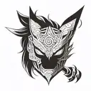 an oni mask split in half Kurama Naruto and zeraora with Naruto sealed and flame  tattoo design idea