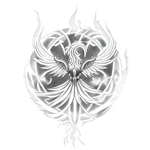 Phoenix Rising  out of ash Alchemy   tattoo design idea