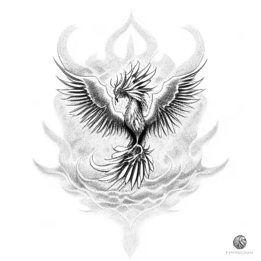 Phoenix Rising  out of ash Alchemy   tattoo design idea