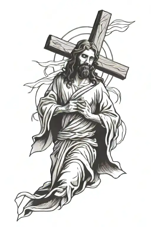 Jesus Christ carrying cross  tattoo design idea