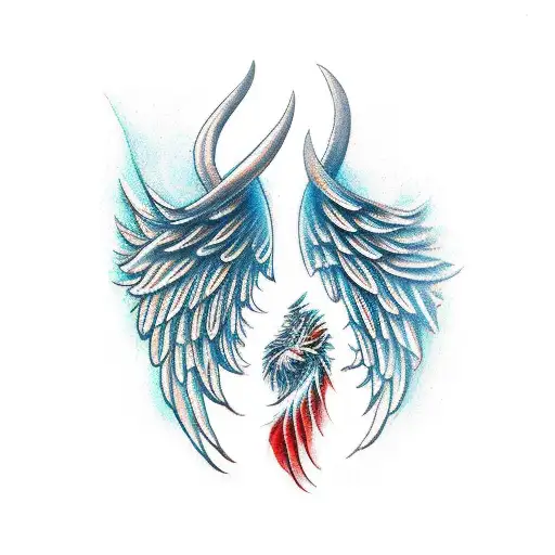 devil wing and angel wing  tattoo design idea