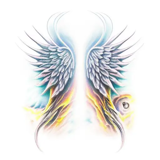 Wings Tattoo Vector Cartoon Illustration Stock Illustration - Download  Image Now - 2015, Angel, Animal - iStock