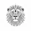 Design a lion wearing a cape with intricate tribal patterns, standing in front of the iconic Table Mountain in Cape Town, with a subtle nod to your IT sales occupation in the background tattoo design idea