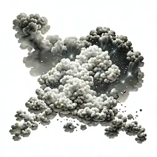 realistic clouds and sparkles scattered tattoo design idea