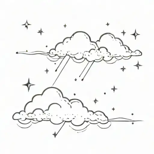 realistic clouds and sparkles scattered tattoo design idea