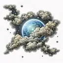 realistic clouds and sparkles scattered tattoo design idea