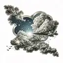 realistic clouds and sparkles scattered tattoo design idea