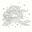 realistic clouds and fairy sparkles scattered tattoo design idea