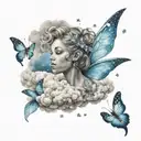 realistic clouds and fairy sparkles scattered tattoo design idea