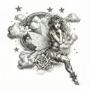 realistic clouds and fairy sparkles scattered tattoo design idea