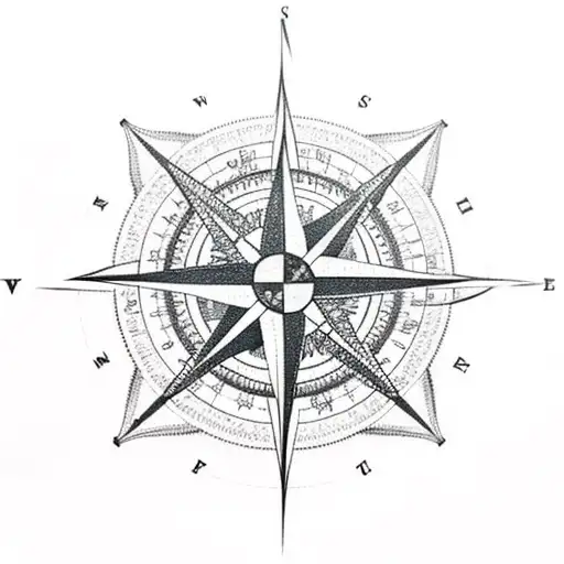 compass rose consisting of  mountains and sea encapsulated by a kraken tattoo design idea