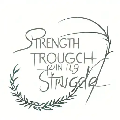 "strength through struggle" phrase tattoo design idea