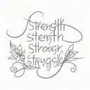 "strength through struggle" phrase tattoo design idea