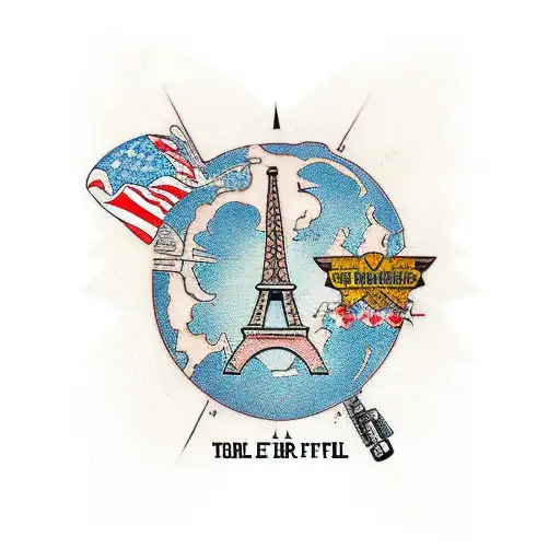 Torre Eiffel en guerra de Vietnam  tattoo design idea