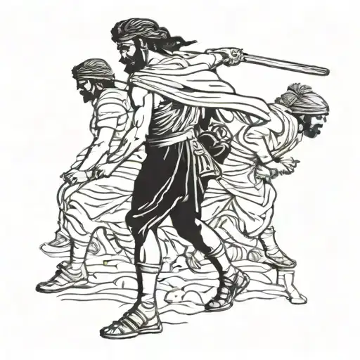 1800s greek revolutionary stepping and breaking  Turkish soliders neck  tattoo design idea