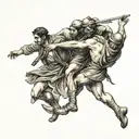 1800s greek revolutionary stepping on Turkish soliders neck  tattoo design idea