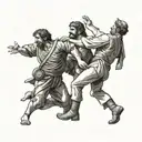 1800s greek revolutionary stepping on Turkish soliders neck  tattoo design idea