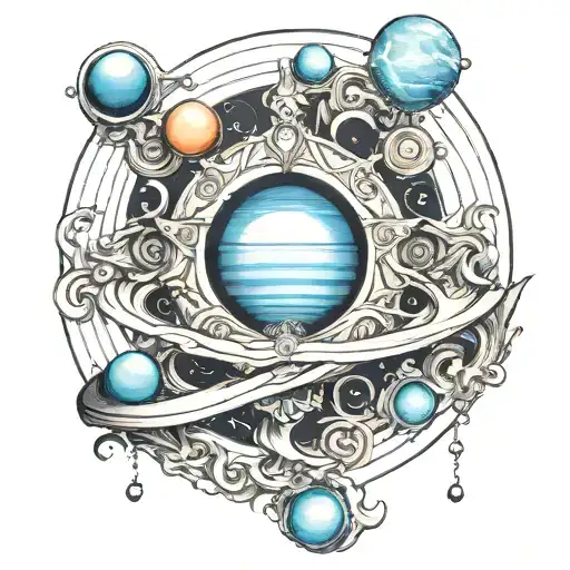 Neptune and its rings  tattoo design idea