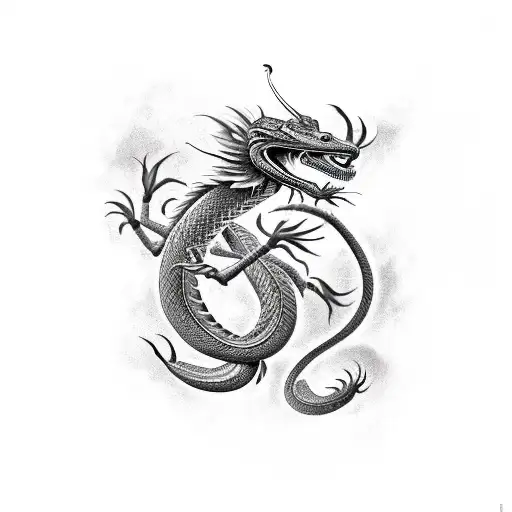 A cobra and dragon combined into a mythical creature tattoo design idea
