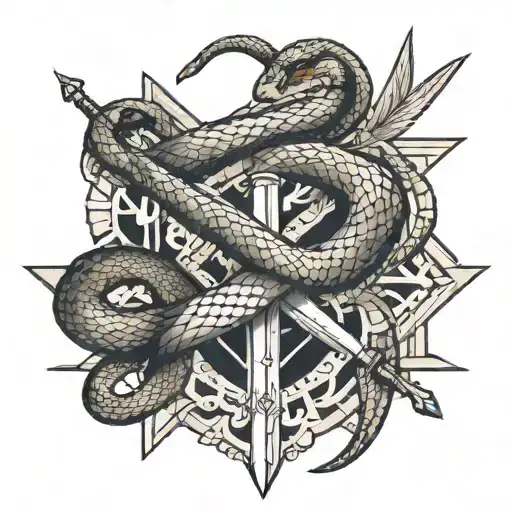 snake and sword tattoo design idea