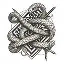 snake and sword tattoo design idea