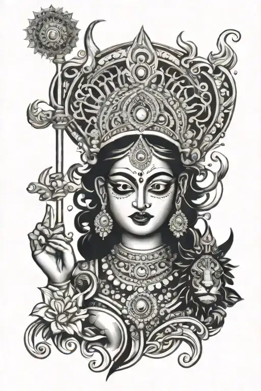 kali maa Durga Hindu mythology tattoo design idea