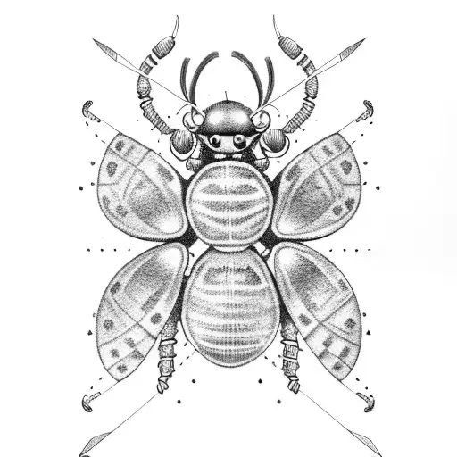 Warrior ladybug with garden shears  tattoo design idea