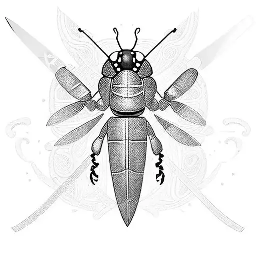 Warrior ladybug with garden shears  tattoo design idea