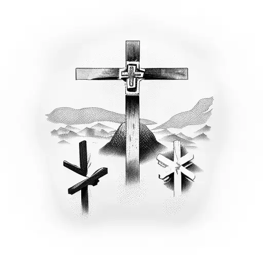 3 crosses on a hill tattoo design idea