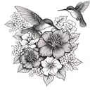 cisor, geraniums and hummingbird tattoo design idea