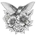cisor, geraniums and hummingbird tattoo design idea