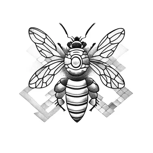 Bee on honeycomb tattoo design idea