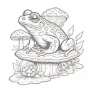 Frog with mushroom growing out of it  tattoo design idea