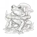 Frog with mushroom growing out of it  tattoo design idea