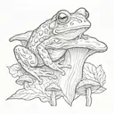 Frog with mushroom growing out of it  tattoo design idea